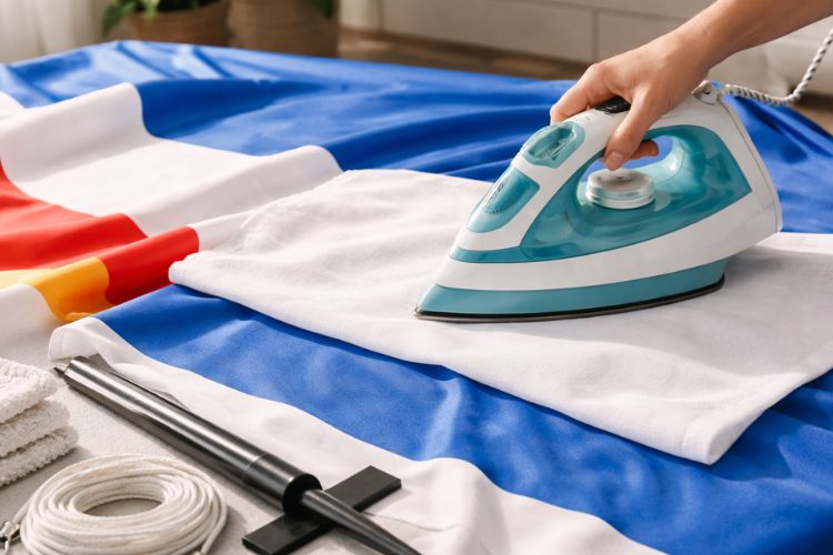 Cómo planchar una bandera de poliéster sin quemar el tejido.